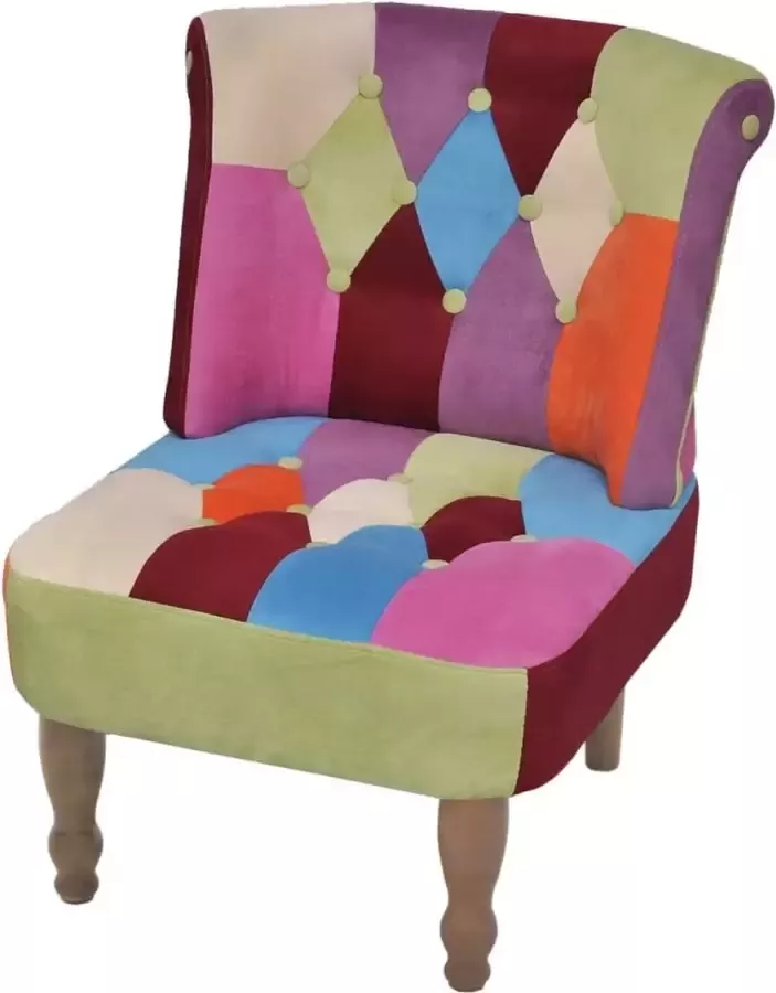 Decoways Franse stoel met patchwork ontwerp stof