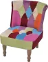 Decoways Franse stoel met patchwork ontwerp stof - Thumbnail 1