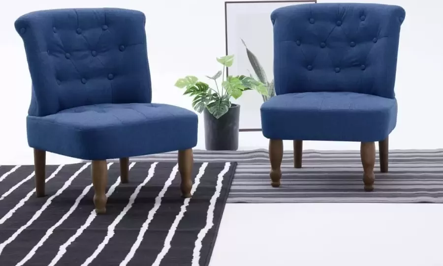 Decoways Franse stoelen 2 stuks stof blauw