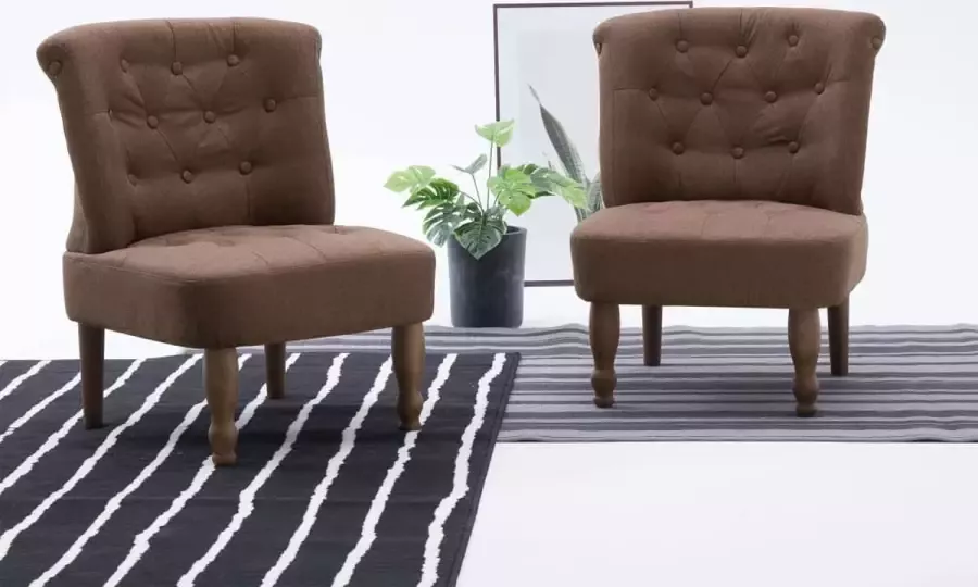 Decoways Franse stoelen 2 stuks stof bruin