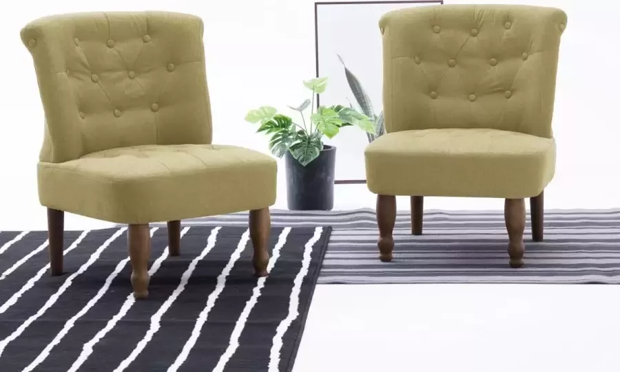 Decoways Franse stoelen 2 stuks stof groen