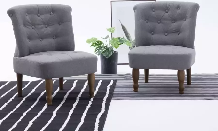 Decoways Franse stoelen 2 stuks stof lichtgrijs