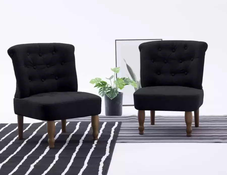 Decoways Franse stoelen 2 stuks stof zwart