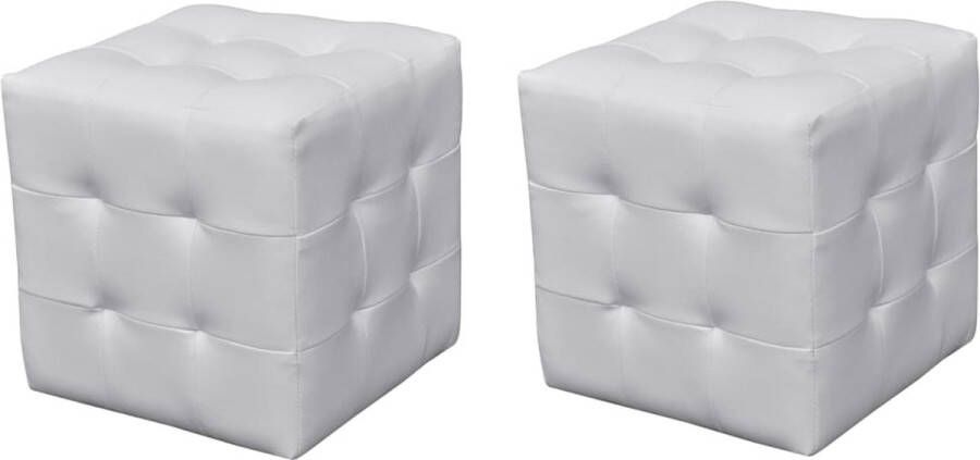 Decoways Hocker 30 x 30 cm wit (2 stuks)