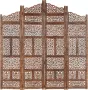 Decoways Kamerscherm 4 panelen handgesneden 160x165 cm mangohout bruin - Thumbnail 1