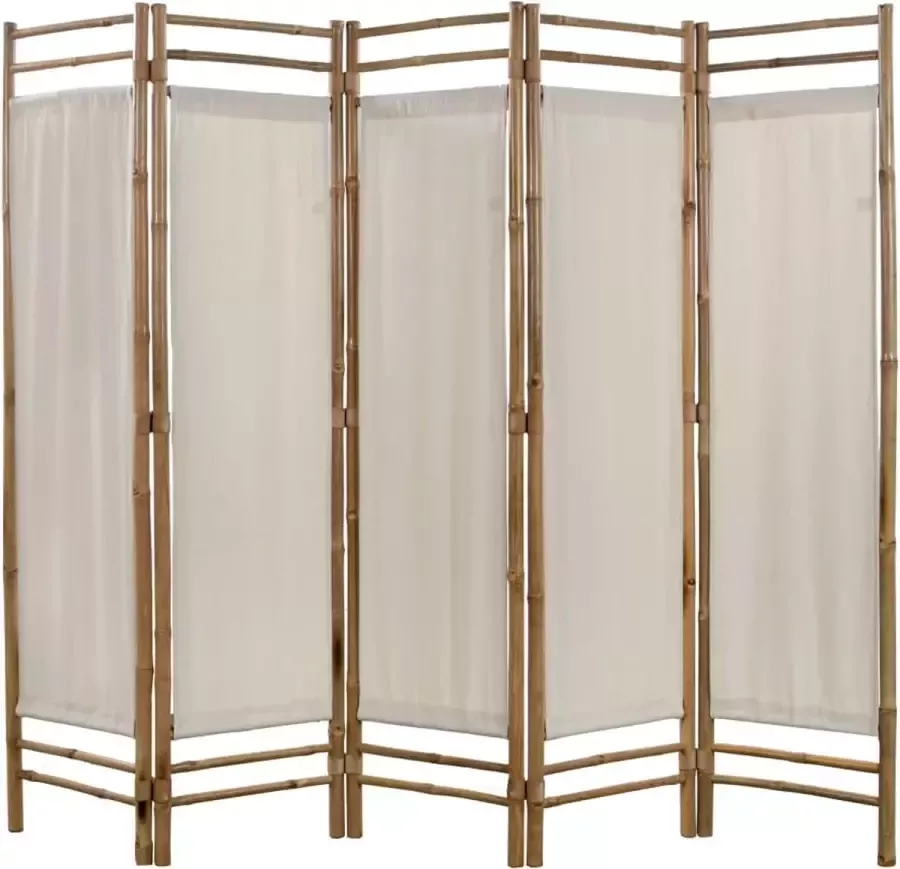 Decoways Kamerscherm 5-panelen inklapbaar 200 cm bamboe en canvas