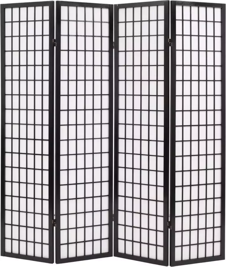 Decoways Kamerscherm inklapbaar Japanse stijl 160x170 cm zwart