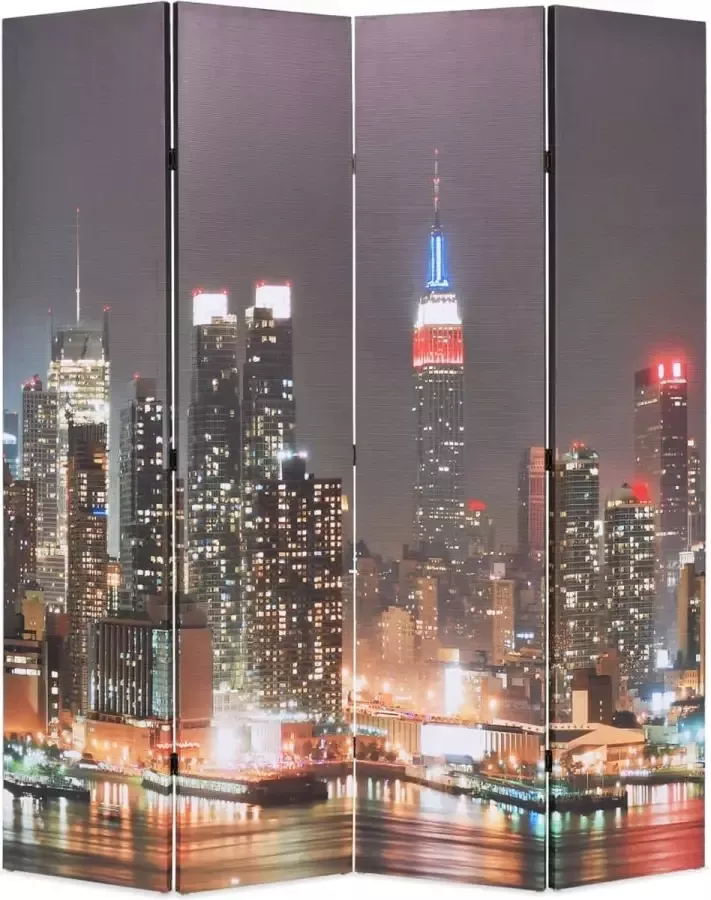 Decoways Kamerscherm inklapbaar New York bij nacht 160x170 cm