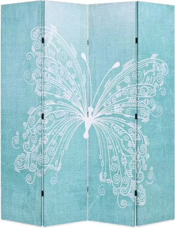 Decoways Kamerscherm inklapbaar vlinder 160x170 cm blauw