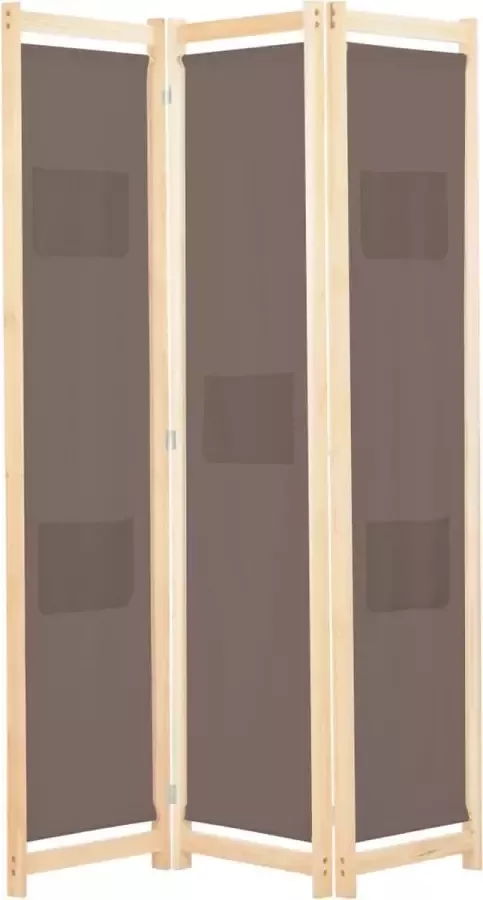 Decoways Kamerscherm met 3 panelen 120x170x4 cm stof bruin