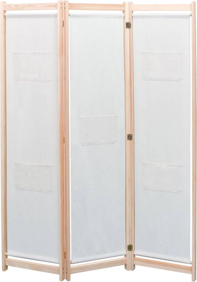 Decoways Kamerscherm met 3 panelen 120x170x4 cm stof crème