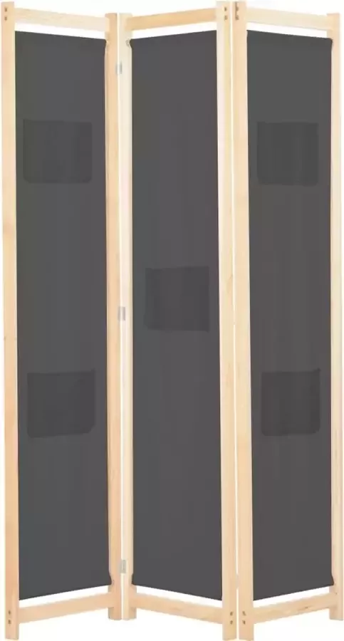 Decoways Kamerscherm met 3 panelen 120x170x4 cm stof grijs