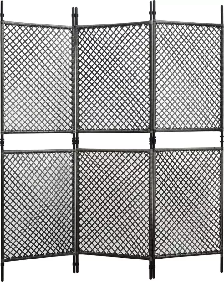 Decoways Kamerscherm met 3 panelen 180x200 cm poly rattan antraciet