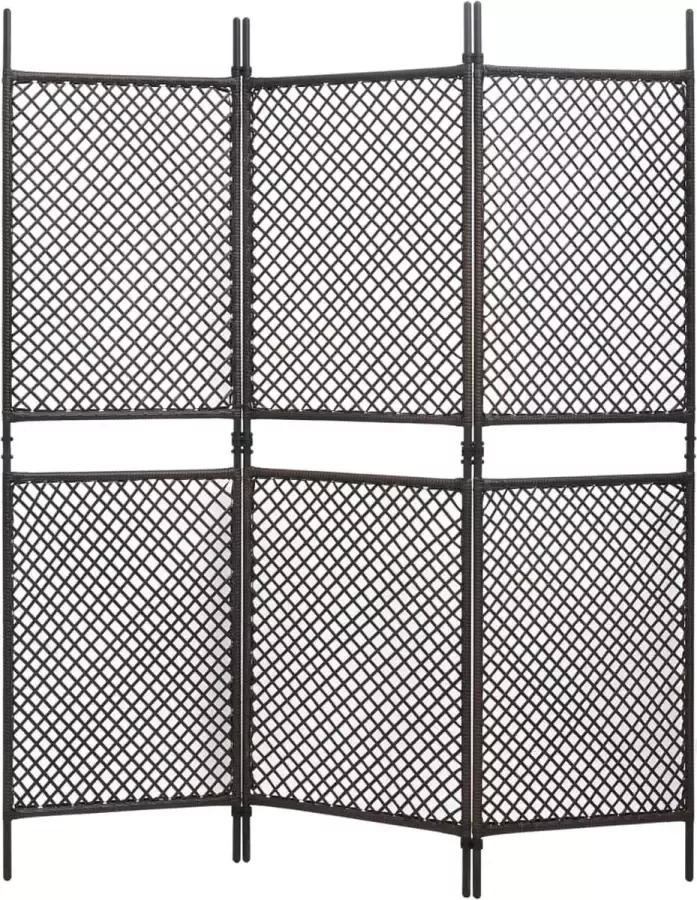 Decoways Kamerscherm met 3 panelen 180x200 cm poly rattan bruin