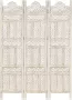 Decoways Kamerscherm met 3 panelen handgesneden 120x165 cm mangohout wit - Thumbnail 1