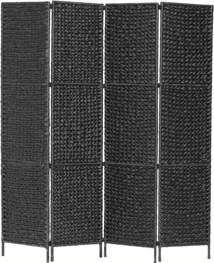 Decoways Kamerscherm met 4 panelen 154x160 cm waterhyacint zwart