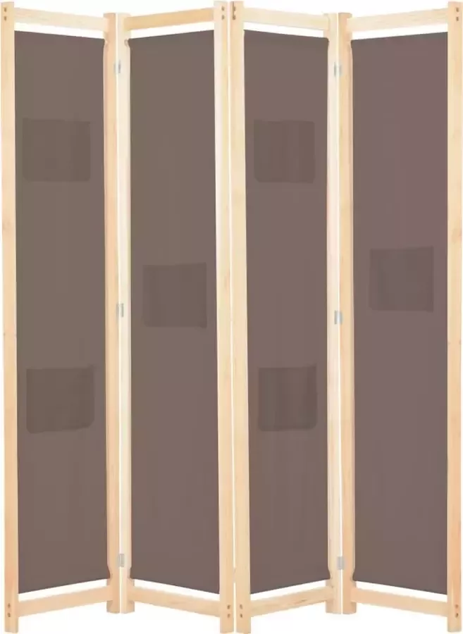 Decoways Kamerscherm met 4 panelen 160x170x4 cm stof bruin