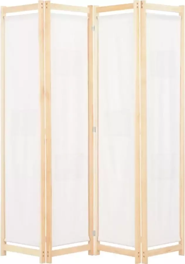 Decoways Kamerscherm met 4 panelen 160x170x4 cm stof crème