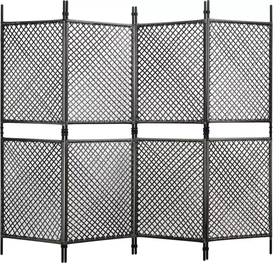 Decoways Kamerscherm met 4 panelen 240x200 cm poly rattan antraciet