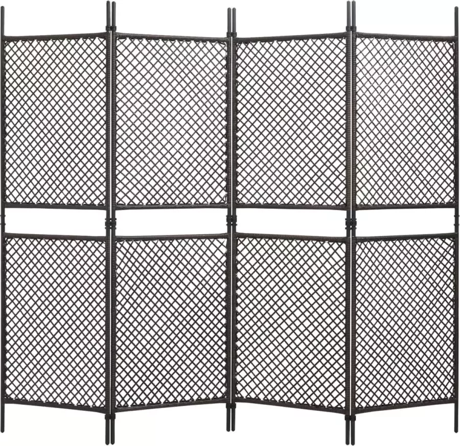 Decoways Kamerscherm met 4 panelen 240x200 cm poly rattan bruin