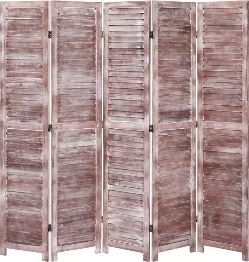 Decoways Kamerscherm met 5 panelen 175x165 cm hout bruin