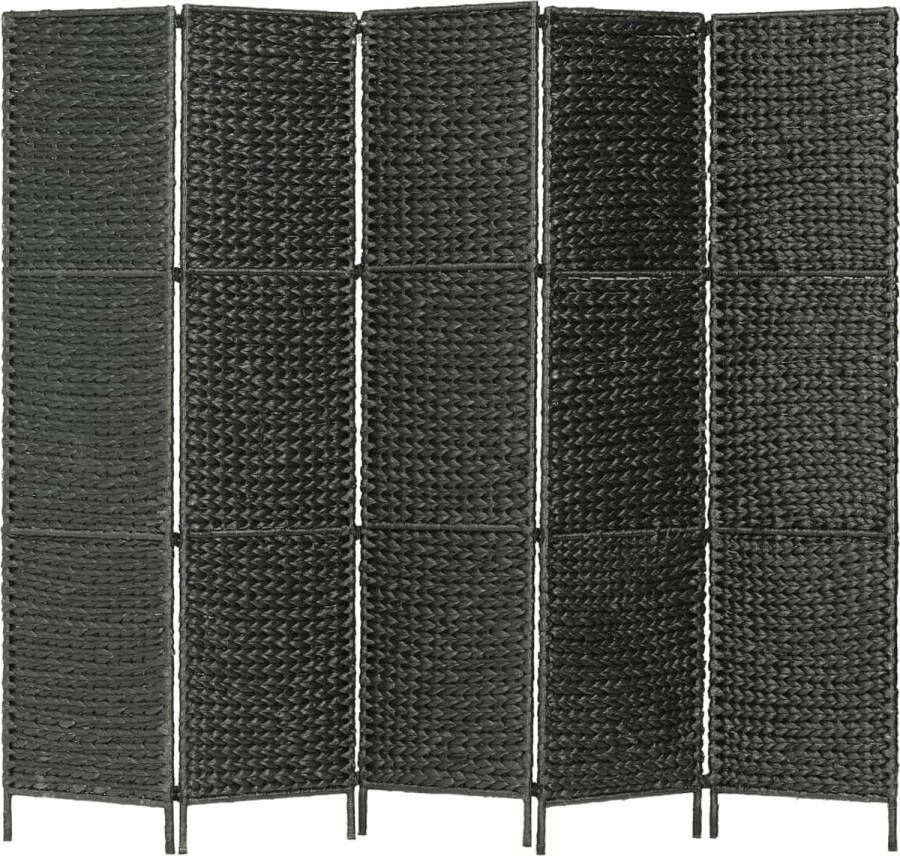 Decoways Kamerscherm met 5 panelen 193x160 cm waterhyacint zwart
