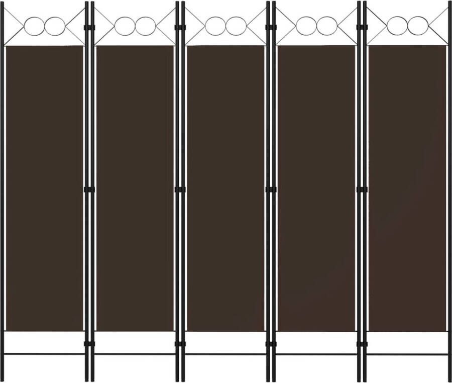 Decoways Kamerscherm met 5 panelen 200x180 cm bruin