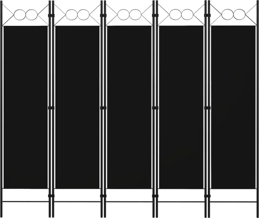 Decoways Kamerscherm met 5 panelen 200x180 cm zwart