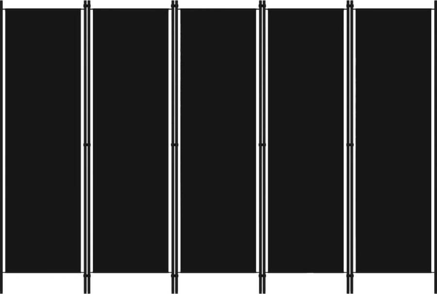 Decoways Kamerscherm met 5 panelen 250x180 cm zwart