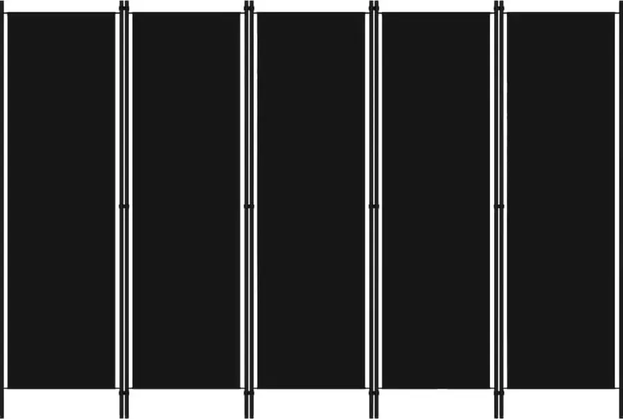 Decoways Kamerscherm met 5 panelen 250x180 cm zwart