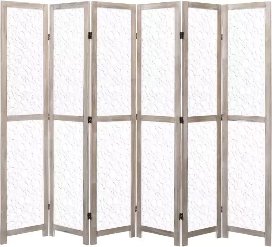 Decoways Kamerscherm met 6 panelen 210x165 cm massief hout wit