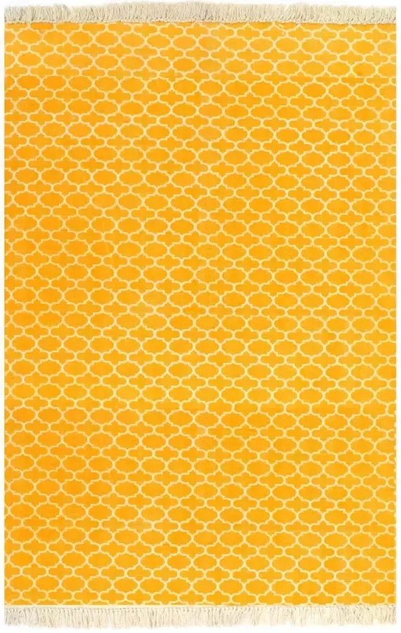 Decoways Kelim vloerkleed met patroon 120x180 cm katoen geel