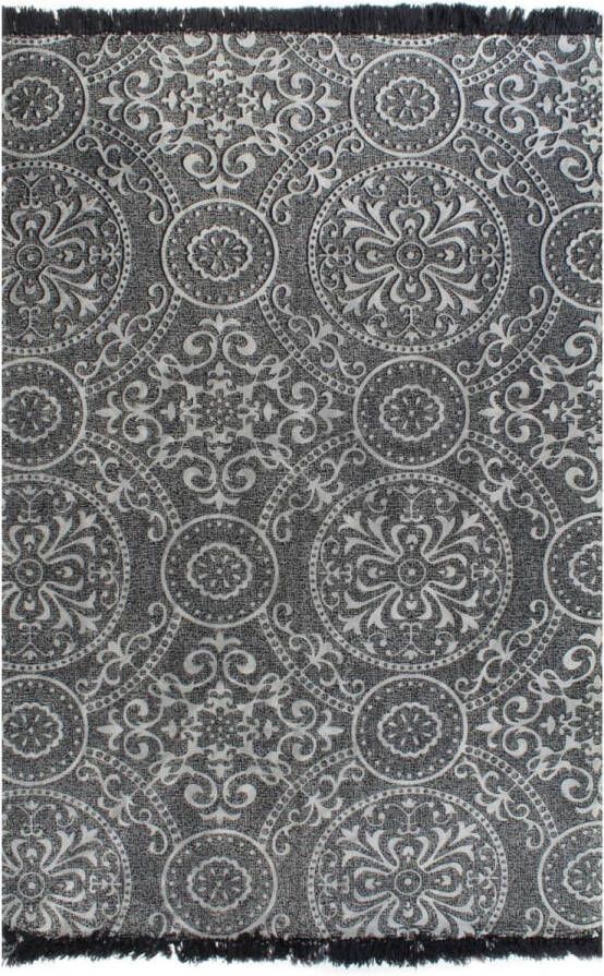Decoways Kelim vloerkleed met patroon 120x180 cm katoen grijs