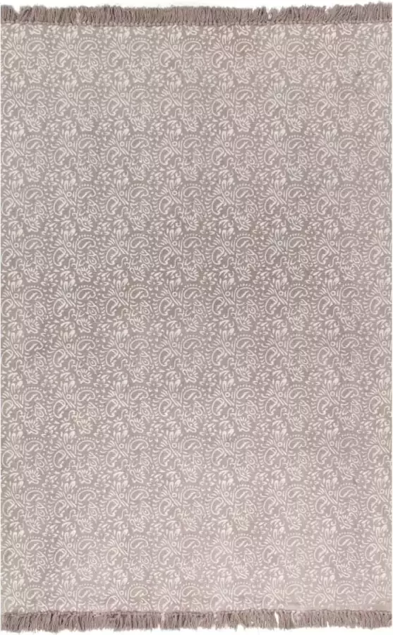 Decoways Kelim vloerkleed met patroon 120x180 cm katoen taupe