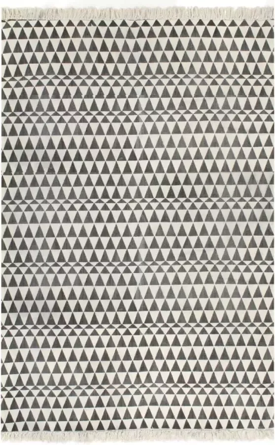 Decoways Kelim vloerkleed met patroon 160x230 cm katoen zwart wit