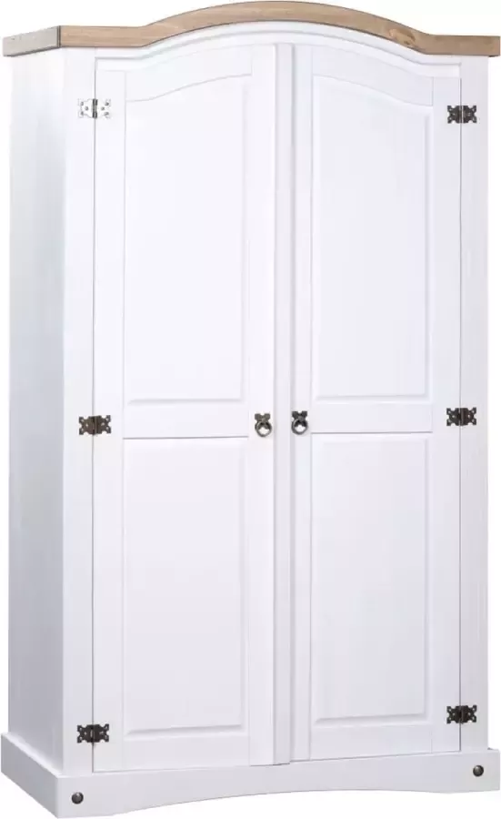 Decoways Kledingkast met 2 deuren Mexicaans grenenhout Corona-stijl wit