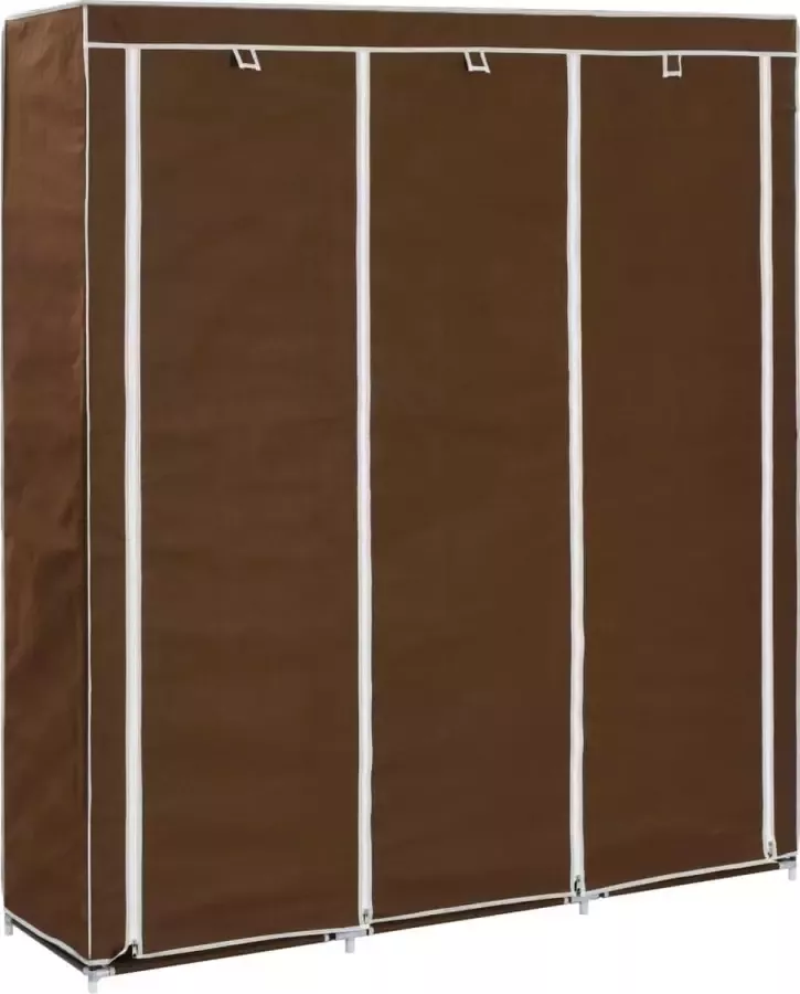 Decoways Kledingkast met vakken en stangen 150x45x175 cm stof bruin