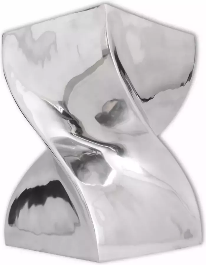 Decoways Kruk bijzettafel in gedraaide vorm zilver aluminium