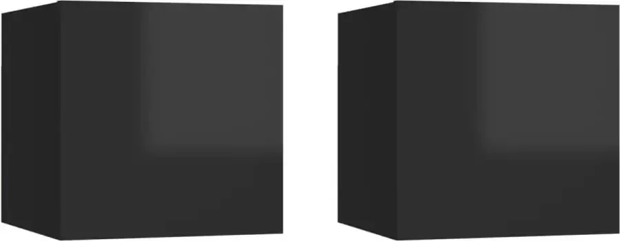 Decoways Nachtkastjes 2 stuks 30 5x30x30 cm spaanplaat hoogglans zwart
