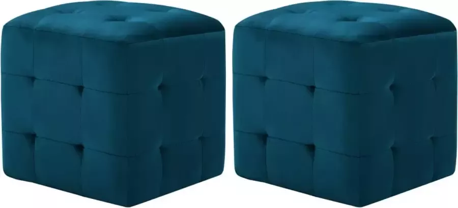 Decoways Nachtkastjes 2 stuks 30x30x30 cm fluweel blauw
