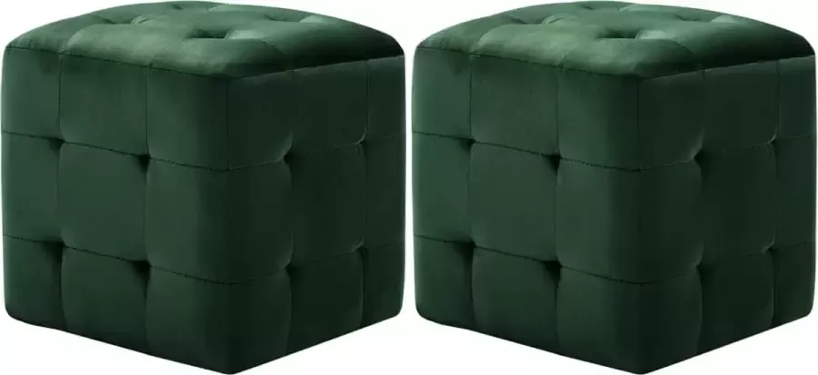 Decoways Nachtkastjes 2 stuks 30x30x30 cm fluweel groen
