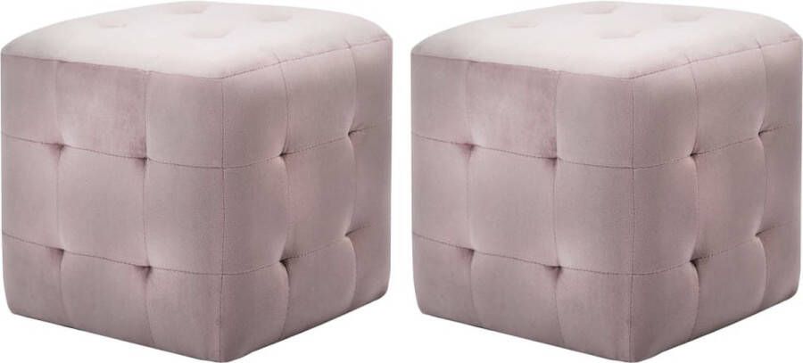 Decoways Nachtkastjes 2 stuks 30x30x30 cm fluweel roze