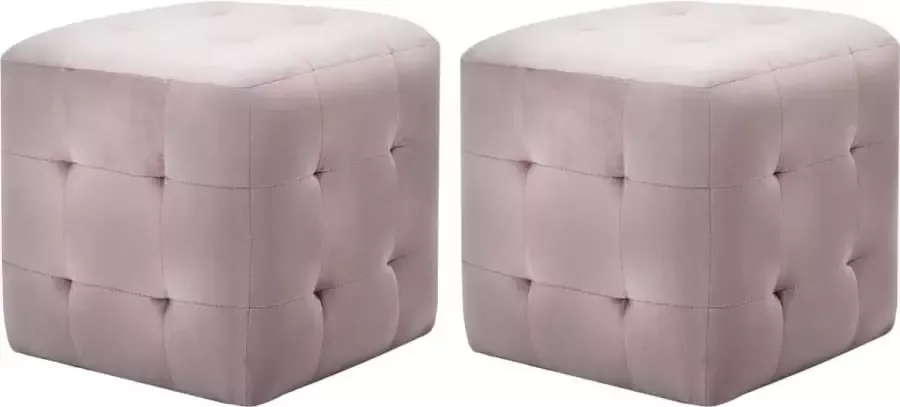Decoways Nachtkastjes 2 stuks 30x30x30 cm fluweel roze