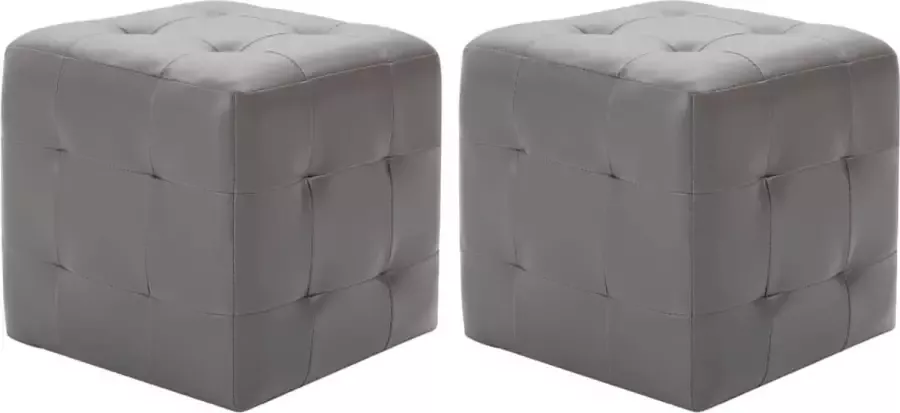 Decoways Nachtkastjes 2 stuks 30x30x30 cm kunstleer grijs