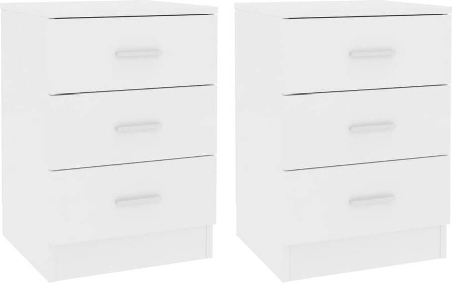 Decoways Nachtkastjes 2 stuks 38x35x56 cm spaanplaat wit