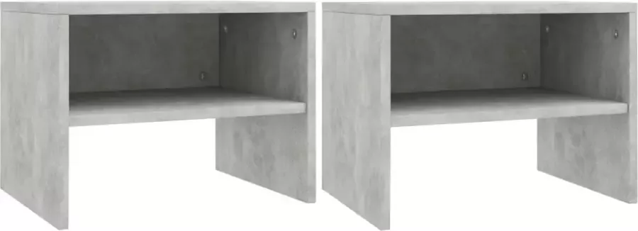 Decoways Nachtkastjes 2 stuks 40x30x30 cm spaanplaat betongrijs