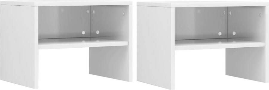 Decoways Nachtkastjes 2 stuks 40x30x30 cm spaanplaat hoogglans wit