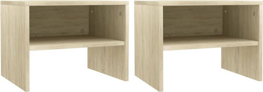 Decoways Nachtkastjes 2 stuks 40x30x30 cm spaanplaat sonoma eikenkleurig