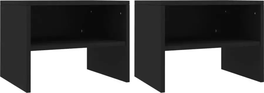 Decoways Nachtkastjes 2 stuks 40x30x30 cm spaanplaat zwart