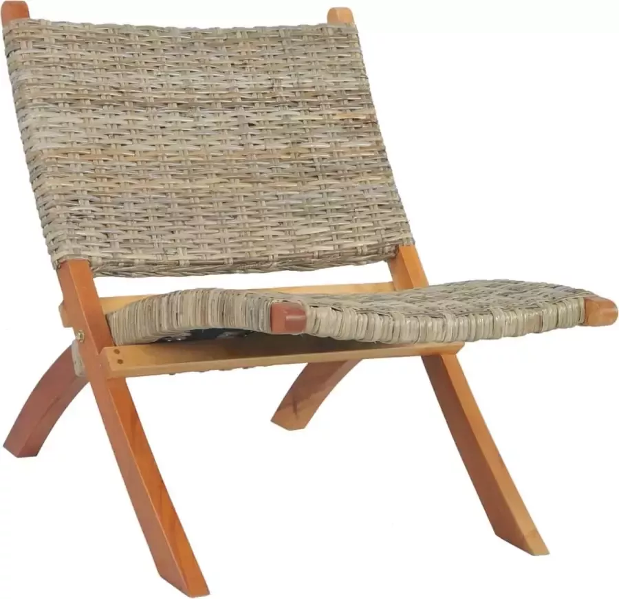 Decoways Relaxstoel natuurlijk kubu rattan en massief mahoniehout